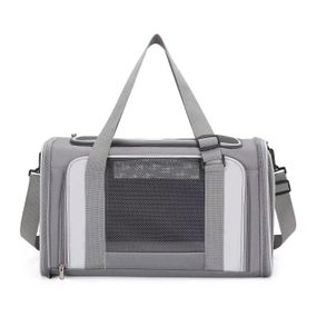 Сумка Переноска Для Котів та Собак Складна з Прозорими Стінками та Кріпленнями до Чемодану для Тварин до 7 кг 44*30*28 см Сіра