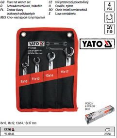 Ключи разрезные полуоткрытые М8х10-15х17 4 штуки YATO YT-0143