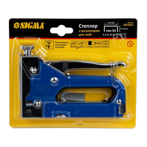Степлер Sigma з регулятором для скоб 4-14мм (синій) (2821011) | Зображення 1
