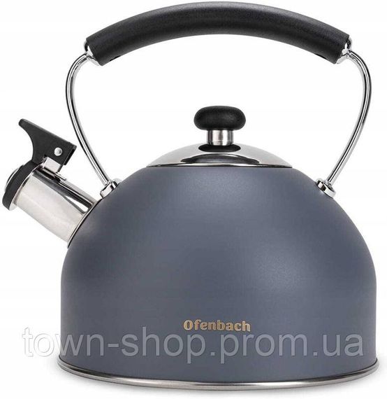 Чайник Ofenbach 2.2л нержавеющая сталь со свистком, серый матовый NB-100324 | Зображення 1