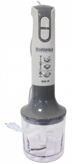 Погружной блендер 3в1 Grunhelm EBS-800SG измельчитель миксер многофункциональный кухонный Бело - серый | Зображення 1