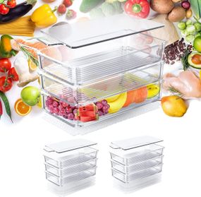 Органайзер для холодильника Paulson & Svenson, набор 6 контейнеров, с крышками и рифлеными вставками