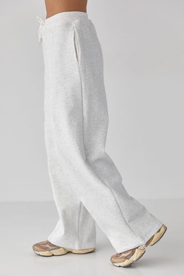 Спортивні штани палаццо з накладною кишенею - світло-сірий цвет, M (є розміри) | Зображення 4