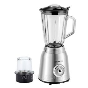 Блендер со стеклянной чашей 1.5 литра для коктейлей и смузи портативный 4 режима скорости 800 Вт Sokany SK186SS