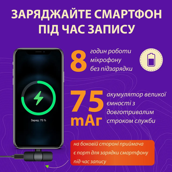 Микрофон петличный для телефона беспроводной bluetooth петличка на одежду профессиональная | Зображення 6