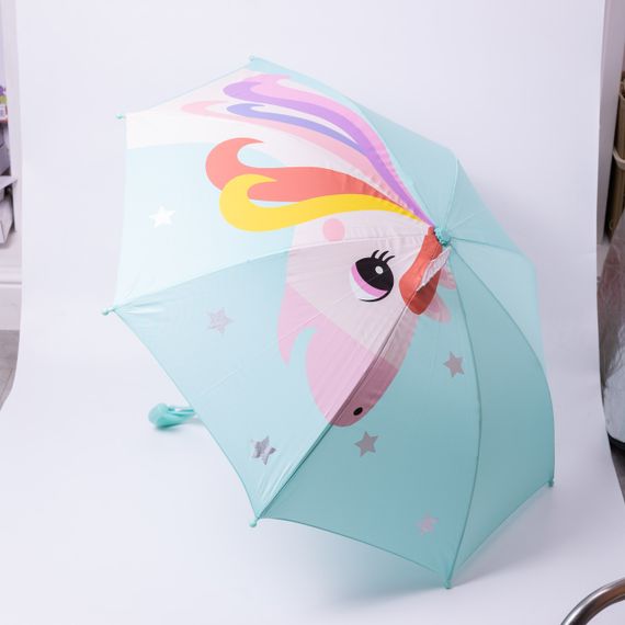 Класична дитяча парасолька-тростина механічна з поліестеру міцна надійна 8 спиць діаметр 89 см М'ятний HP-23-12M | Зображення 4