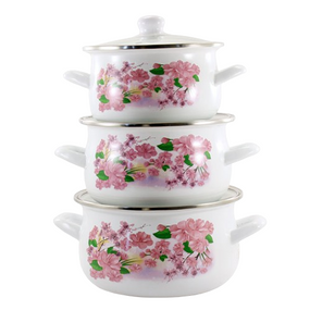 Набір каструль 3 п-р (2,0л 3,0л 3,5л) емальовані Сакура ОПТИМА