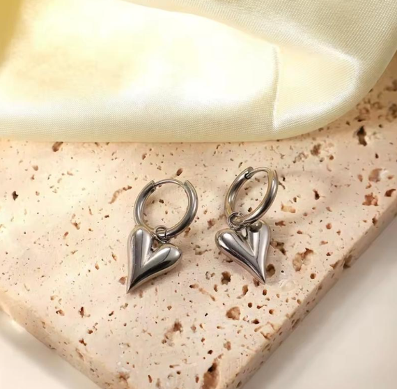Сережки с сердечками, сережки с седцами, сережки сердечки, сережки сердечко, серёжки, серьги, сережки сердце | Зображення 2