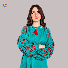 Рубашка Украинская вышиванка  31979 цвет бирюзовый размер L/XL