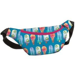 Сумка на пояс бананка Bumbag Мороженое с фруктами 27x16 см (BB_18J056_ROZ_BL)