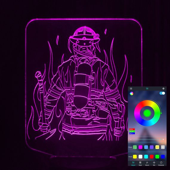 Акриловый светильник-ночник управление с телефона Пожарный tty-n001394