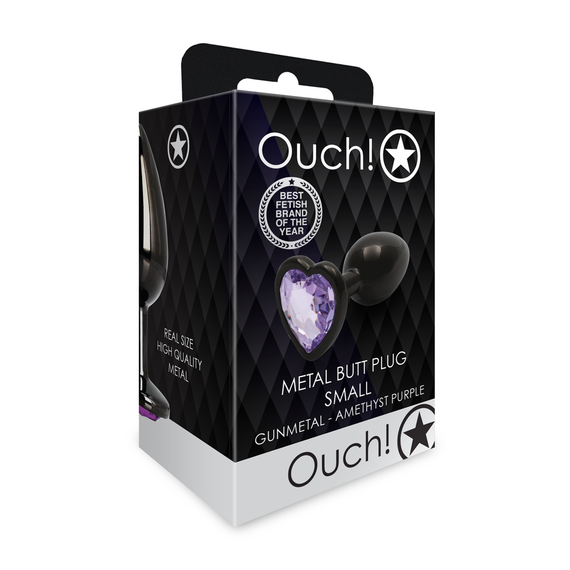 Анальна пробка - Ouch! Metal Butt Plug Small Gunmetal/Amethyst Purple Sex Aura