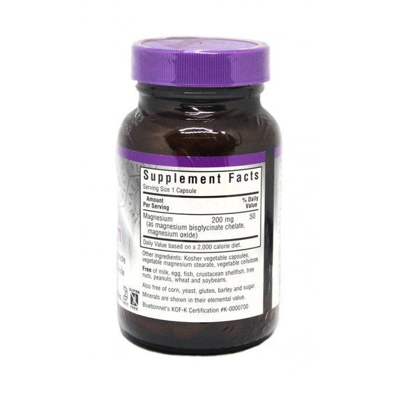 Микроэлемент Магний Bluebonnet Nutrition Albion Buffered Chelated Magnesium 200 mg 60 Caps | Зображення 1