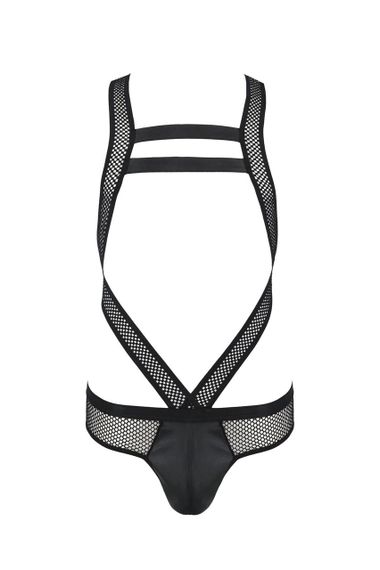 Чоловіче еротичне сітчасте боді Passion 045 VICTOR S/M Black, екошкіра, сітка sexstyle | Зображення 2