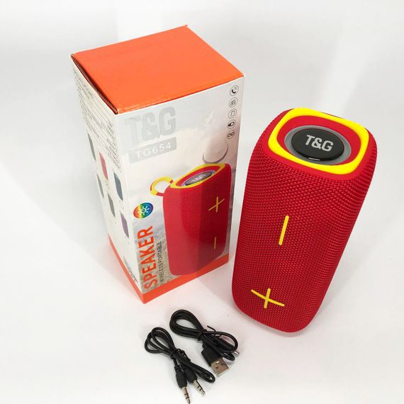 Портативна Bluetooth колонка TG654 8W з підсвічуванням, блютуз колонка для вулиці. Колір: червоний | Зображення 1