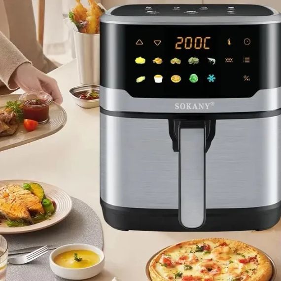 Аэрофритюрница Sokany SK 10085 2200 W Аэрогриль безмасляная мультипечь для приготовления без масла 12л с сенсорным управлением