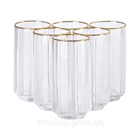 Набор из 6 стаканов, 400 мл, для лимонада, воды, сока и коктейлей HP-16-12