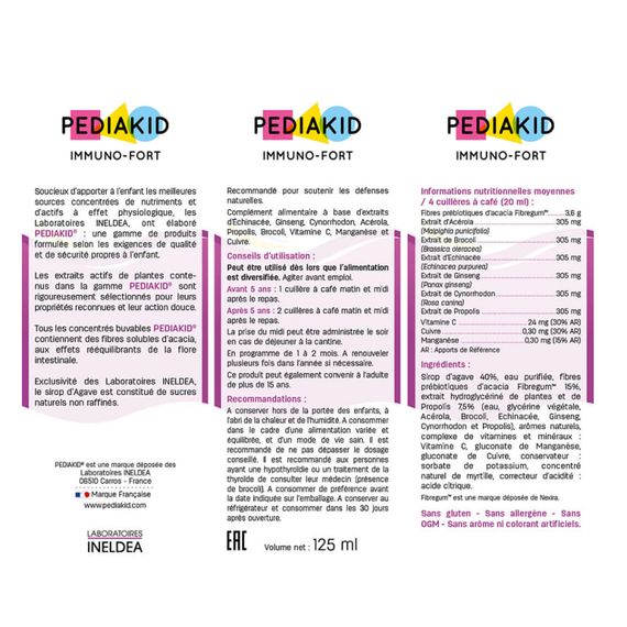 Комплекс для профілактики імунної системи у дітей Pediakid Immuno Fort 125 ml Blueberry | Зображення 1