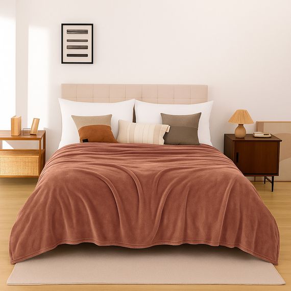 Плед флисовый бежевый Love You 200 x 220 см