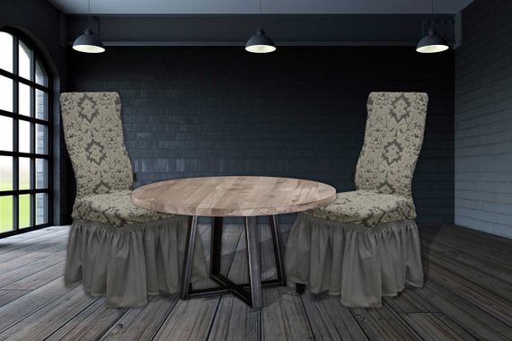 Чехлы на стулья Damask с юбкой, слоновая кость