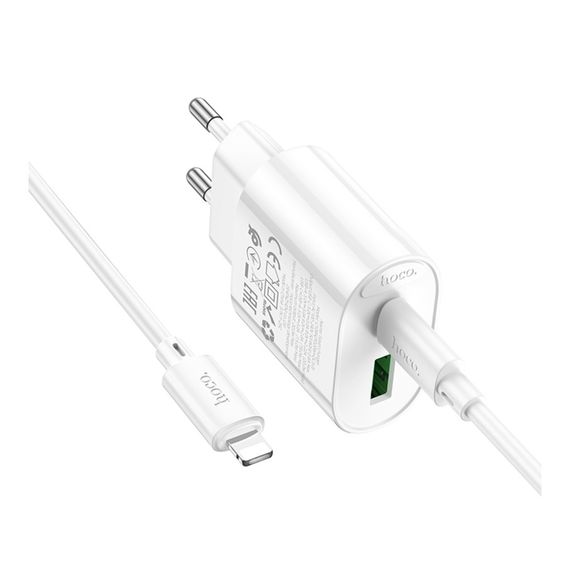 Мережевий зарядний пристрій Hoco C109A 1 USB-C/1USB PD/QC 20W+Type-C to Lightning | Зображення 3