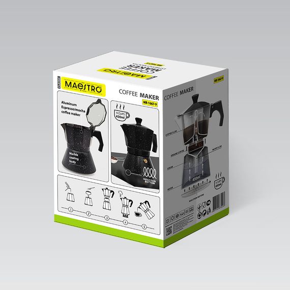 Кофеварка гейзерная алюминиевая Maestro MR-1667-9, 450 мл на 9 чашек для эспрессо с индукционным дном | Зображення 5