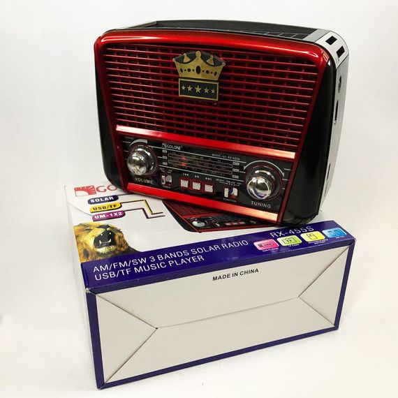 Радиоприёмник Golon RX-455S USB / аккумулятор солнечная панель. Красный с черным | Зображення 8