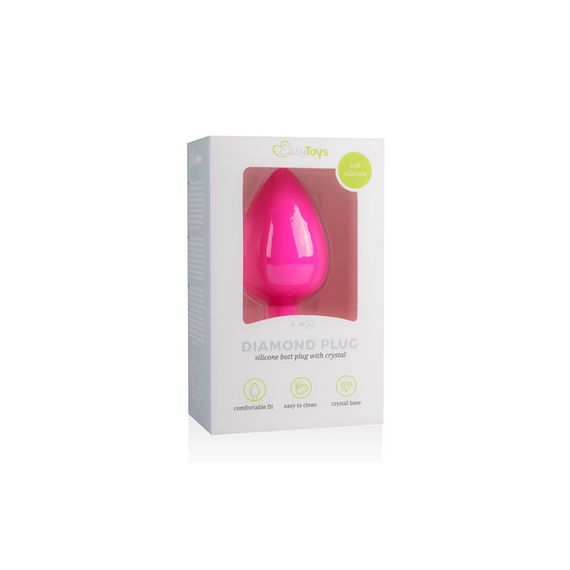 Анальна пробка із кристалом Easytoys, силіконова, рожева, 10 х 4 см Sex Aura | Зображення 2