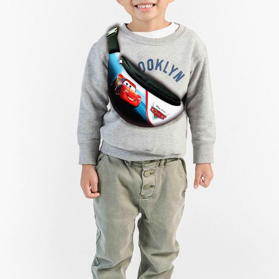 Сумка-бананка дитяча Тачки Блискавка Маквін з принтом, 32х15см, сумка для хлопчика через плече (00150)