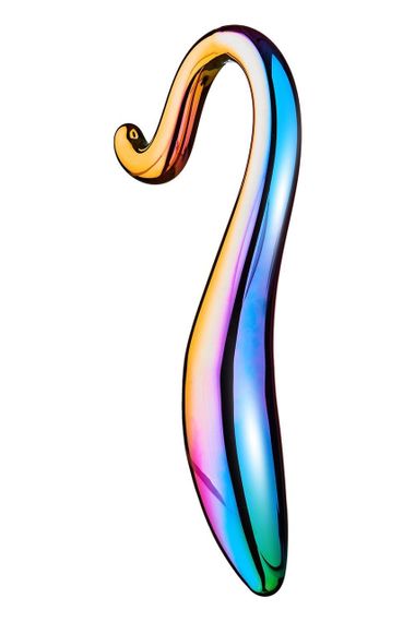 Вигнутий скляний фалоімітатор Dream Toys Glamour Glass, різнокольоровий Sex Aura | Зображення 1