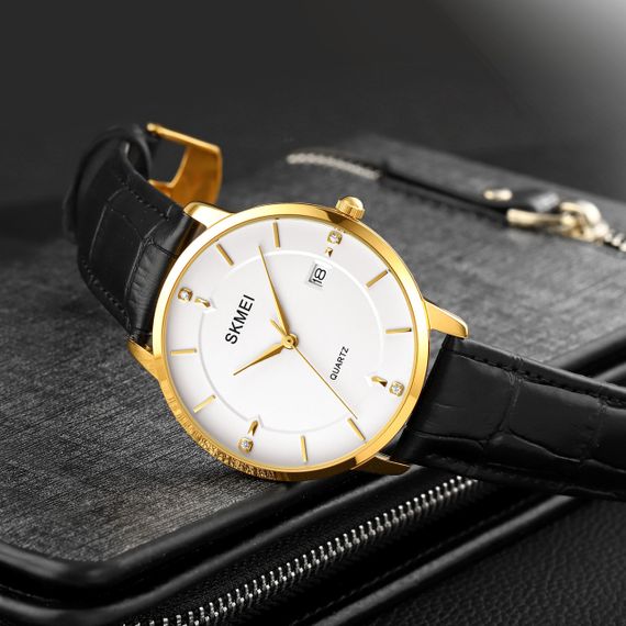 Skmei 1801LGDWT Gold-White Leather | Зображення 2