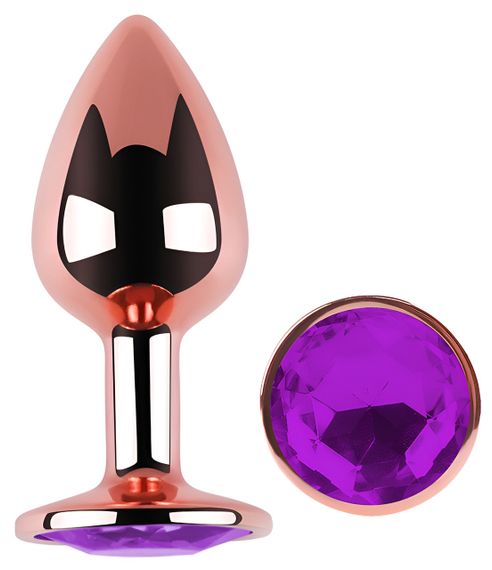 Анальна пробка з кристалом EGZO - Rose Gold Round Plug Purple size S Sex Aura | Зображення 1