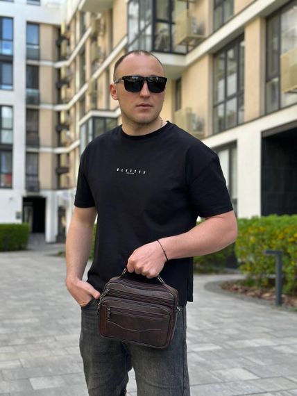 Топ! Чоловіча шкіряна сумка барсетка через плече з ручкою коричнева BEXHILL 61881B | Зображення 4