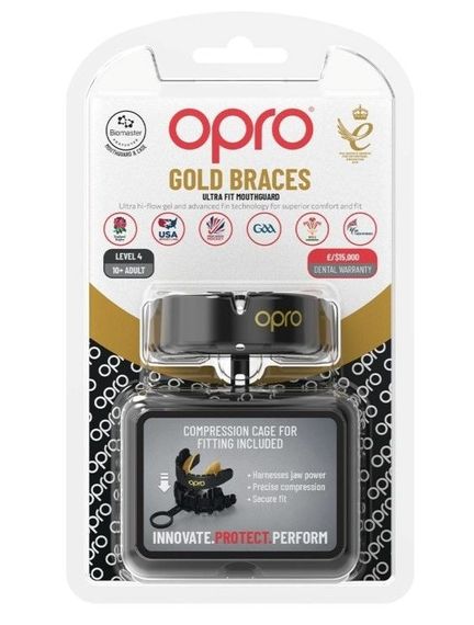 Капа OPRO Gold Braces під брекети доросла (вік 11+) Blackl/Gold (art.102506001) | Зображення 4