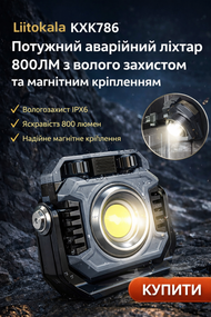 Liitokala KXK786 Потужний аварійний ліхтар 800 лм з вологозахистом та магнітним кріпленням