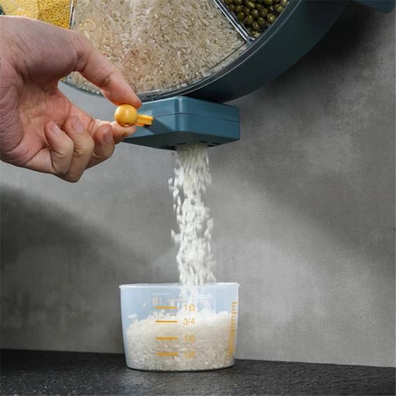 Карусель для зерен настенная с вращением 360° Kitchen Storage Box 6-in-1 кухонный набор для круп с креплением | Зображення 5