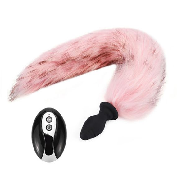 Анальна пробка, що вібрує, з лисячим хвостом рожевого кольору (розмір M, USB) | Зображення 9