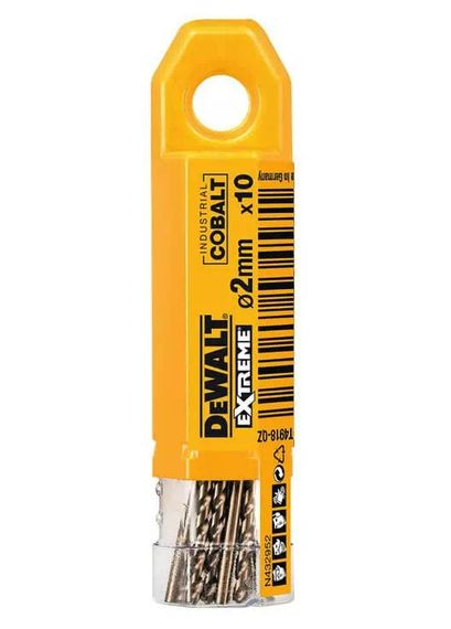 Свердло по металу DeWalt EXTREME INDUSTRIAL COBALT HSS-CO 2 мм 10 шт (DT4918)