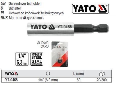 Тримач біт насадок 1/4" х60 мм магніт Польща YATO YT-0465