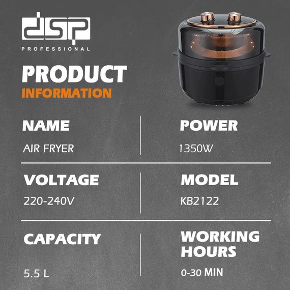 Аерогриль з потужністю 1350W та об'ємом 5,5л XPRO KB-2122 (43000-KB-2122_2442) | Зображення 5