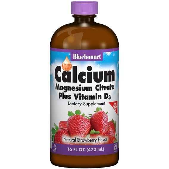 Микроэлемент Кальций Bluebonnet Nutrition Calcium Magnesium Citrate + Vitamin D3, 16 oz 472 ml Natural Strawberry Flavor BLB0692