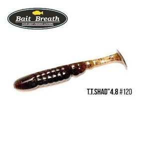 Силиконовая приманка, Съедобный силикон Bait Breath T.T.Shad 4,8" (5 шт) (120 BYS 　Green Pumpkin/Seed )