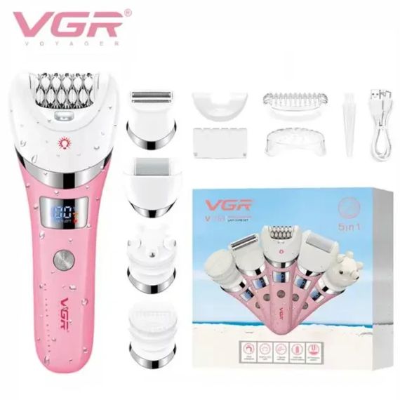 Багатофункціональний акумуляторний епілятор із підсвічуванням VGR V-759 5в1 жіноча електробритва