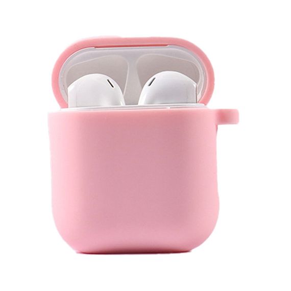 Силіконовий футляр із мікрофіброю для навушників Airpods 1/2 Темно-синій/Midnight blue Рожевий / Pink