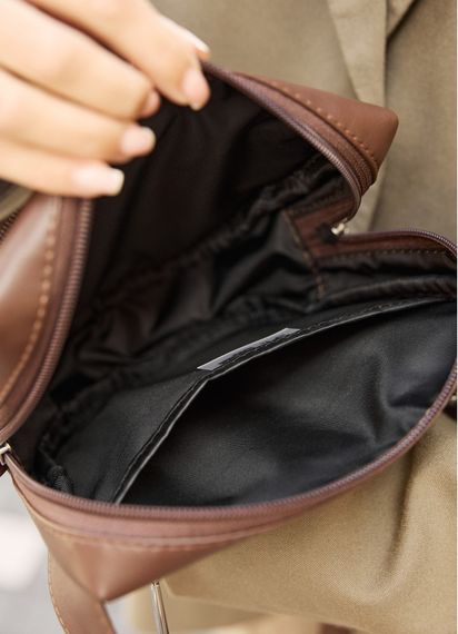 Женская кроссоди сумка бананка Sambag Sofi шоколад 20×18×5 см (88193020) | Зображення 5