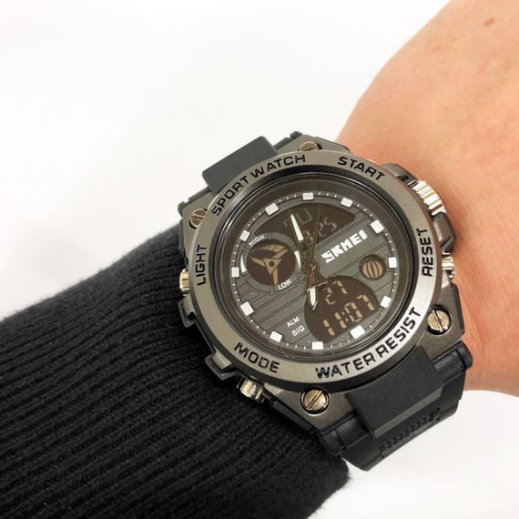 Годинник наручний чоловічий SKMEI 2031BK BLACK, чоловічий тактичний годинник, протиударний годинник. Колір: чорний | Зображення 1