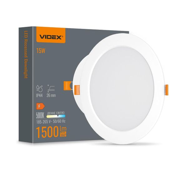 Світлодіодний світильник Back вбудований круглий VIDEX 15W 5000K