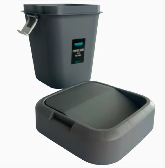 Відро для сміття Motek на 8 л з поворотною кришкою 22.5х22.5х30 см Антрацит (COB-410) | Зображення 5