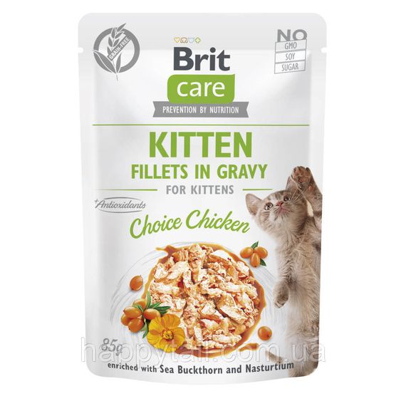 Корм влажный Brit Care Fillets in Gravy Choice Chicken Kitten д/кошечки филе в соусе с курицей 85 г