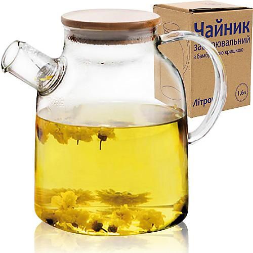 Чайник заварочный с бамбуковой крышкой 1 6 л